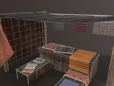 Medieval Cloth Market Low-poly 3D model