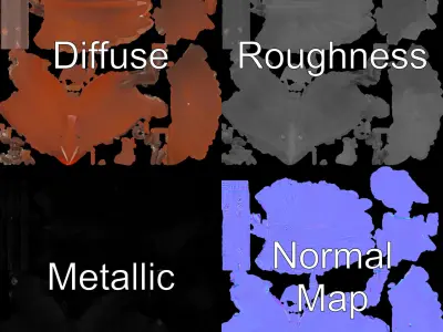 Metallic Bird Sculpture Model Pack Low-poly 3D model