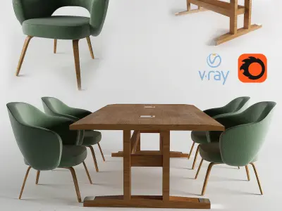 table and chair Free 3D model
