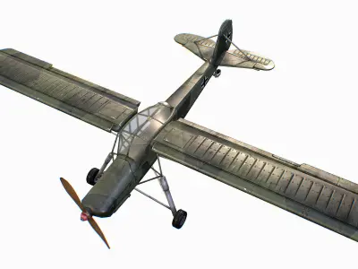 German liaison aircraft Fieseler Fi 156 Storch Low-poly 3D model