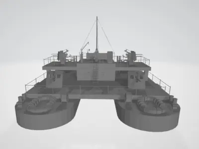 WW2 GERMAN FLAK BARGE 3D model