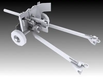 6 Pounder cannon 3D model