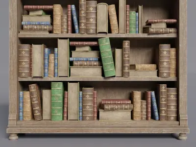 Medieval library - Bookshelf Low-poly 3D model