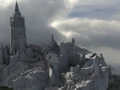 Castle With town 3D model