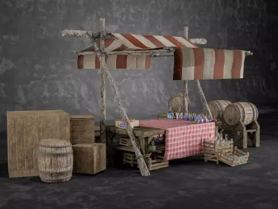 Medieval Alchemy Shop Low Poly include 49 Model Low-poly 3D model