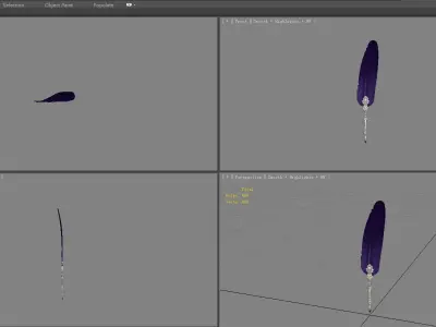 A pen made of feather   Low-poly 3D model