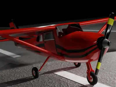 Cessna 185 Skywagon Old Style Plane Low Poly Low-poly 3D model