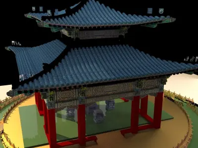 Chinese pavilion   Low-poly 3D model