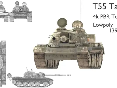 Tank-T55 toy tank Low-poly 3D model