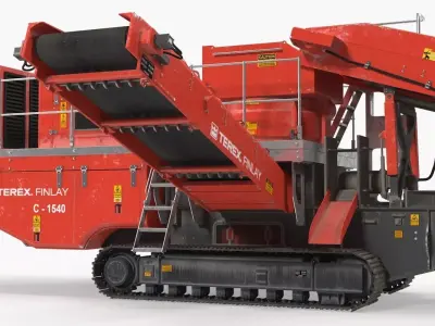 Hydraulic Cone Crusher Machine Terex Finlay C1540 Rigged 3D model