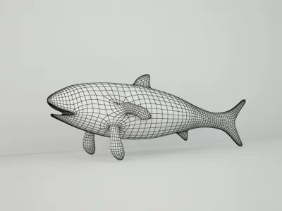 Vintage Painted Wood Fish 2 3D model