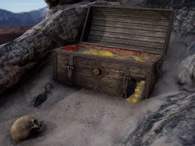 Pirate Treasure Environment Low-poly 3D model