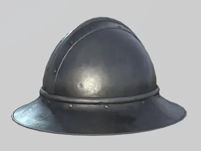 Medieval Kettle Helmet 01 Low-poly 3D model