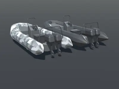 Zodiac Boat Low Poly Low-poly 3D model