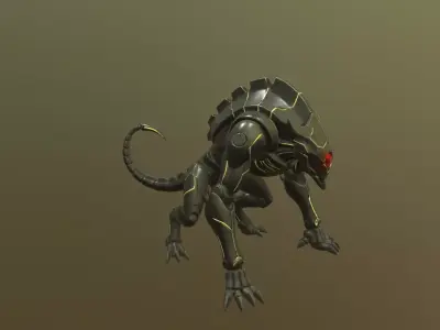 Low Poly Stylized Cyber-Predator  - PBR Low-poly 3D model