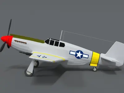Low Poly Cartoon North American P-51 Mustang Low-poly 3D model