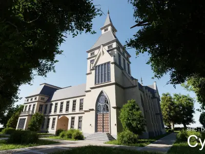 Classic Estate with interior for Blender Eevee and Cycles Low-poly 3D model