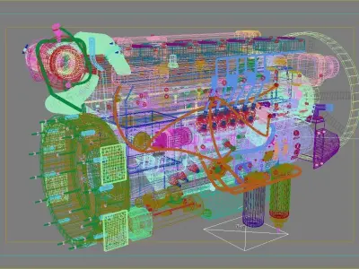 Car engine motor machine machinery apparatus 3D model