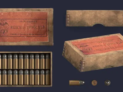 Revolver cartridges Low-poly 3D model