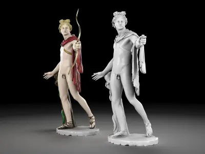 Apollo statue collection Low-poly 3D model
