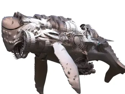 Dinosaur sci fi airship 1 3D model