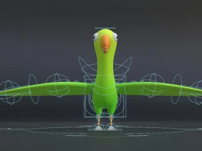 Cartoon Parrot Low-poly Rigged 3D model Low-poly 3D model