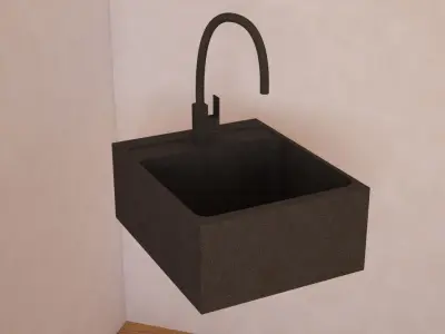 Granite kitchen sink single Free 3D model