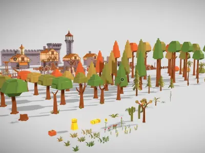 Low Poly Medieval Assets Pack Free low-poly 3D model