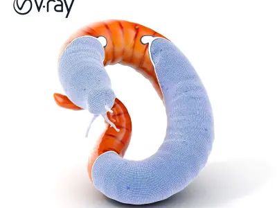 Curled Redworm D Model Pack Low-poly 3D model