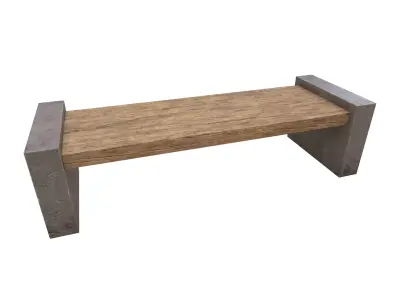 Outside Bench Low-poly 3D model