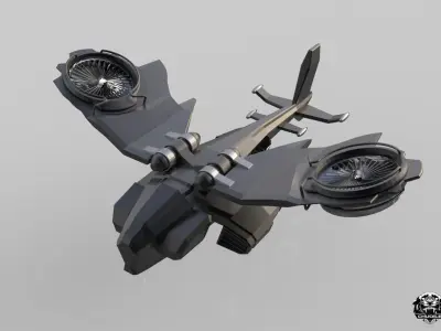 Sci-Fi Hover Plane Low-poly 3D model