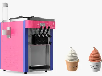 Ice Cream Maker with Ice Cream Cups Collection 3D model