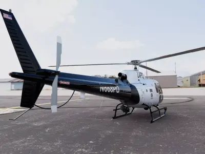 Helicopter Police LAPD Eurocopter AS350 Ecureuil II 3D model