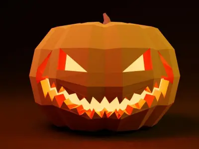 Low Poly Jack-o-Lanterns halloween pumpkins Low-poly 3D model