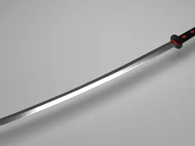 Black Hilt Katana Low-poly 3D model