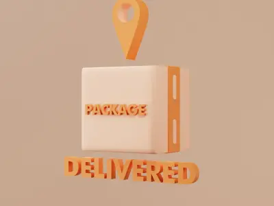 3D Illustration package delivered to location 3D model