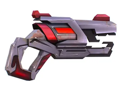 Cartoon Gun Blaster Barrel Nagan Nuff Pistol Revolver Cannon Low-poly 3D model