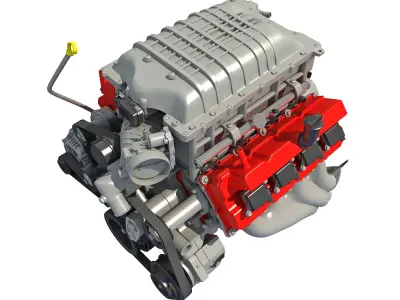 2018 Dodge Challenger HEMI Demon Engine 3D model