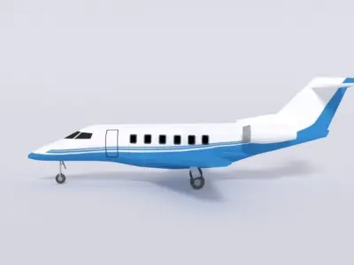 Low Poly Pilatus PC-24 Airplane Jet Low-poly 3D model