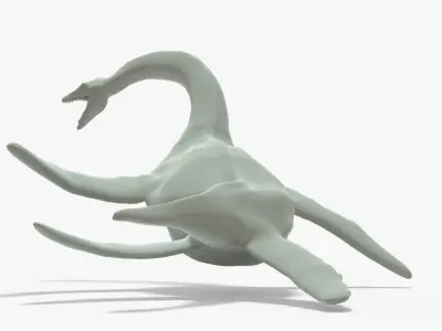 Elasmosaurus Rigged Basemesh Low-poly 3D model