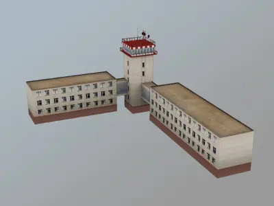 Airport Control Tower URKK KDP Low-poly 3D model