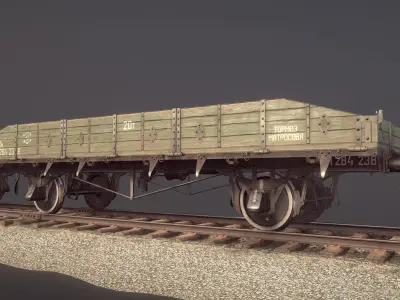 Armored Train JDP20T railway platform 20T Low-poly 3D model