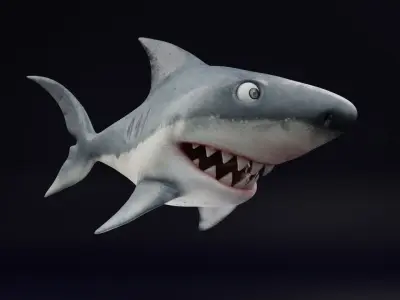 3D Stylized Cute Shark - Rigged 3D model