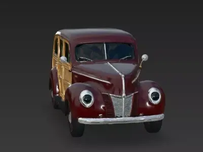 Retro Vintage Woody Station Wagon Vehicle 3d model Low-poly 3D model