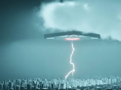 CITY CLOUDS and UFO - Full Editable 3D Scene Low-poly 3D model