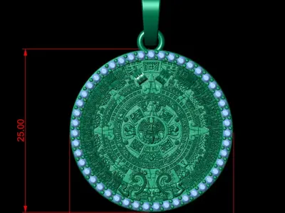 Mayan Calendar 1 inch Diamond Pendant 3D print model