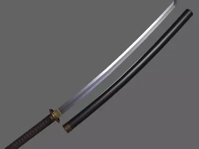 PBR Katana Japanese Sword V2 Low-poly 3D model