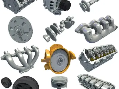 12 Engine Part Models 3D model