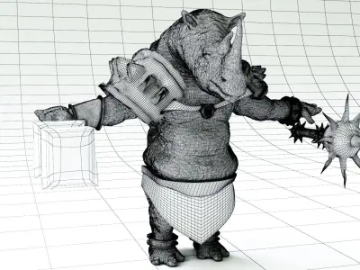 Cartoon Rhinoceros 3D model
