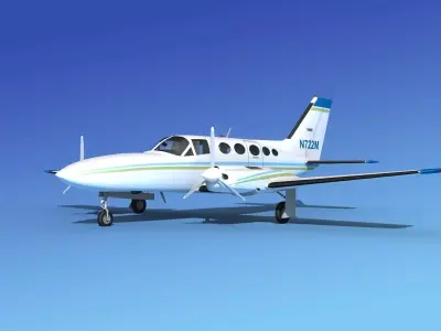 Cessna 414A Chancellor V07 3D model
